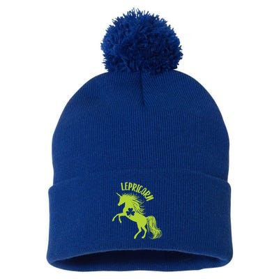 Lepricorn Cute Unicorn Leprechaun St Patricks Clover Gift Pom Pom 12in Knit Beanie
