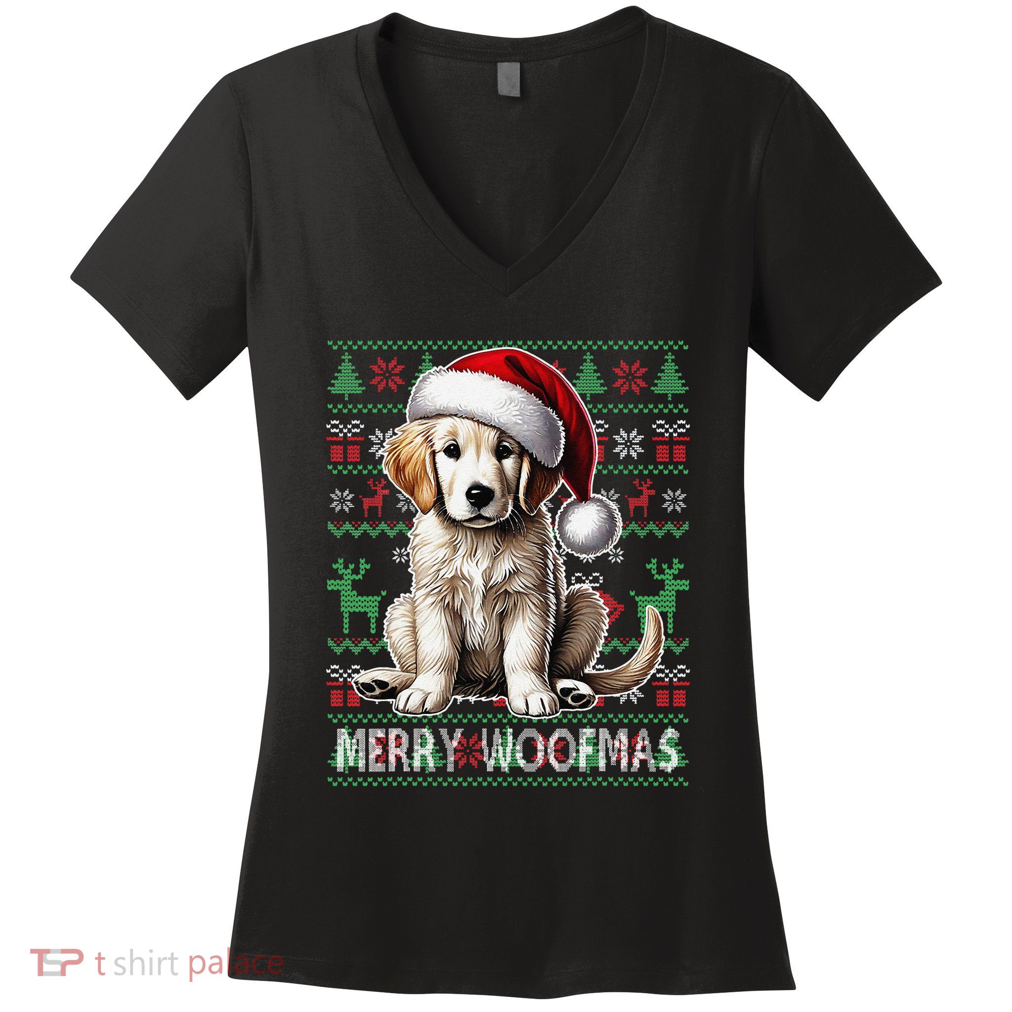 Labrador Christmas Ugly Sweater Funny Dog Lover Xmas Women's V-Neck T-Shirt