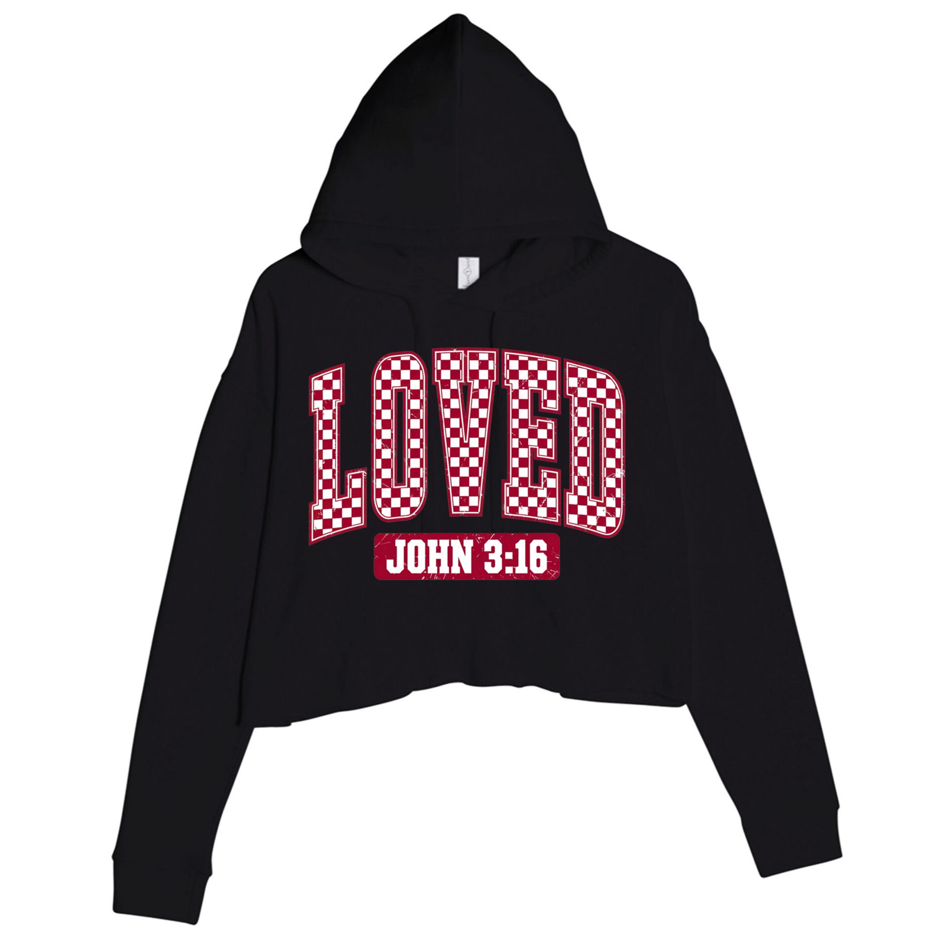 Loved Christian Valentines Great Gift Crop Fleece Hoodie