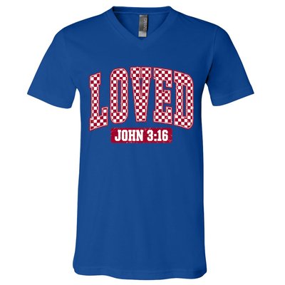 Loved Christian Valentines Great Gift V-Neck T-Shirt
