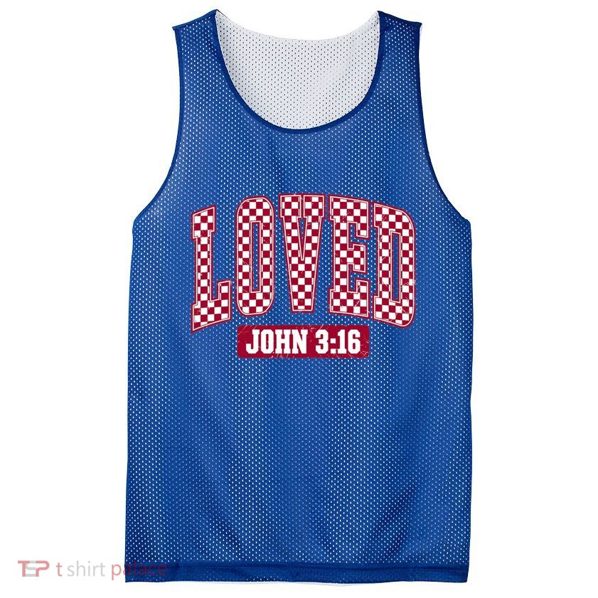 Loved Christian Valentines Great Gift Mesh Reversible Basketball Jersey Tank