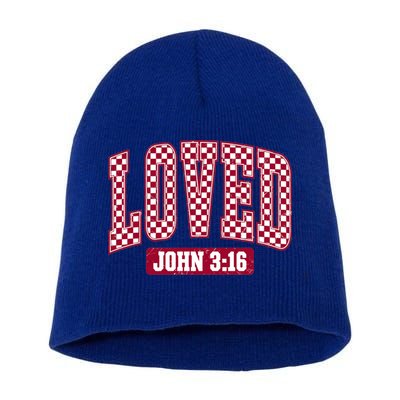 Loved Christian Valentines Great Gift Short Acrylic Beanie