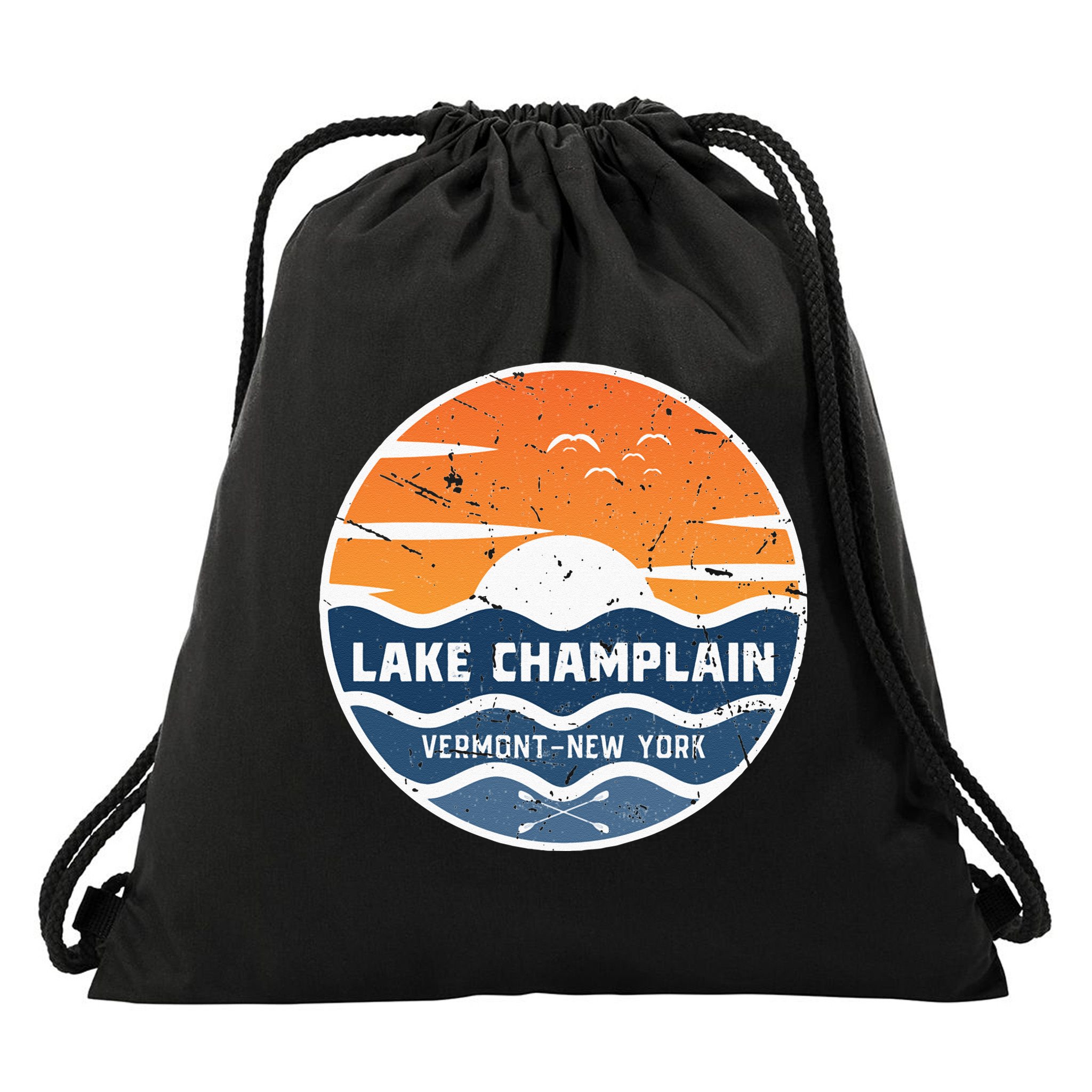 Lake Champlain Vermont New York Lake Champlain Drawstring Bag
