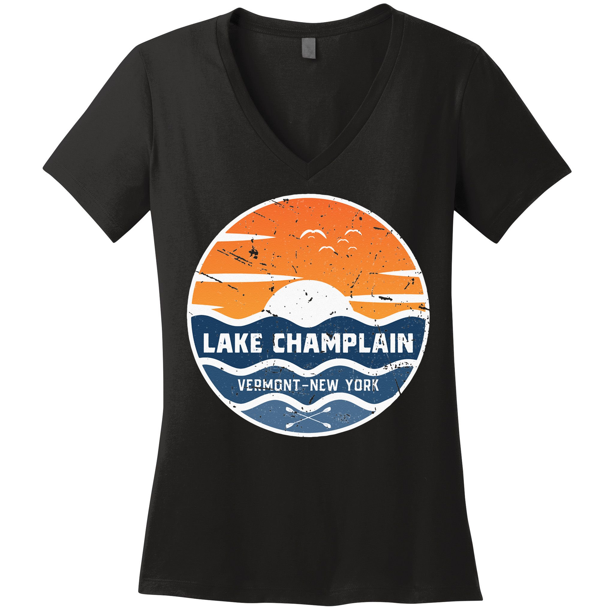 Lake Champlain Vermont New York Lake Champlain Women's V-Neck T-Shirt