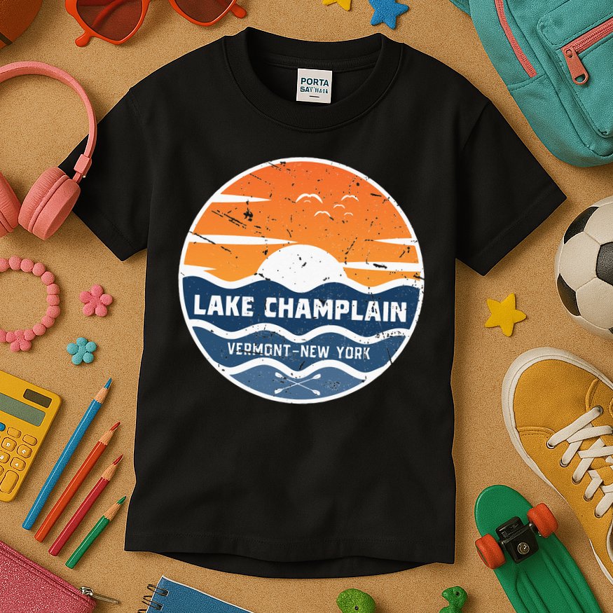 Lake Champlain Vermont New York Lake Champlain Kids T-Shirt