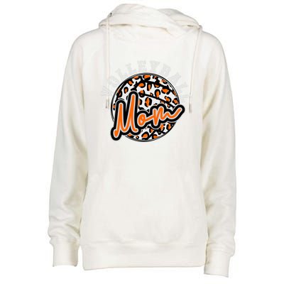 Leopard Cheetah Volleyball Orange Mom Gift Trendy Gift Womens Funnel Neck Pullover Hood