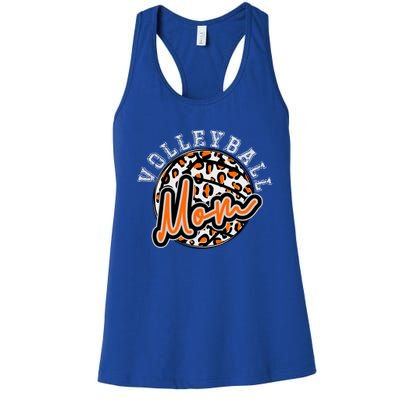 Leopard Cheetah Volleyball Orange Mom Gift Trendy Gift Women's Racerback Tank