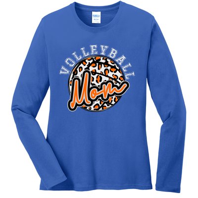 Leopard Cheetah Volleyball Orange Mom Gift Trendy Gift Ladies Long Sleeve Shirt