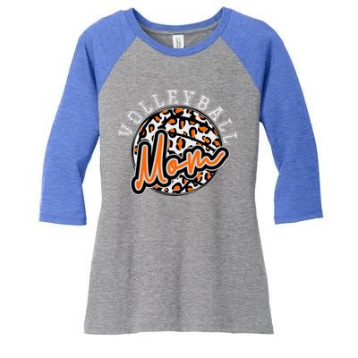 Leopard Cheetah Volleyball Orange Mom Gift Trendy Gift Women's Tri-Blend 3/4-Sleeve Raglan Shirt