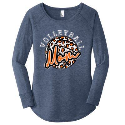 Leopard Cheetah Volleyball Orange Mom Gift Trendy Gift Women's Perfect Tri Tunic Long Sleeve Shirt