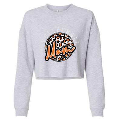 Leopard Cheetah Volleyball Orange Mom Gift Trendy Gift Cropped Pullover Crew