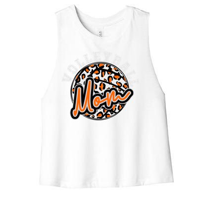 Leopard Cheetah Volleyball Orange Mom Gift Trendy Gift Women's Racerback Cropped Tank