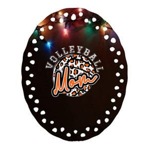 Leopard Cheetah Volleyball Orange Mom Trendy Ceramic Oval Ornament