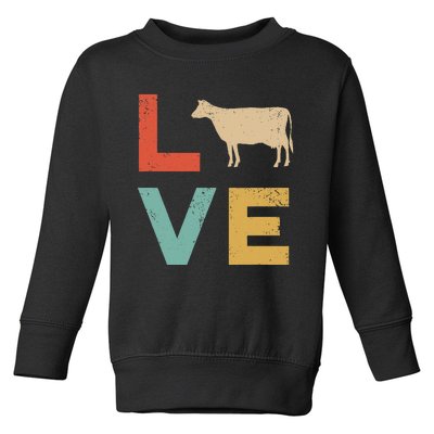 Love Cow Vintage Retro Dairy Cattle Livestock Farmer Toddler Sweatshirt