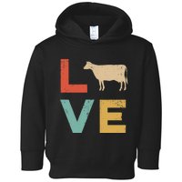 Love Cow Vintage Retro Dairy Cattle Livestock Farmer Toddler Hoodie