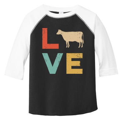 Love Cow Vintage Retro Dairy Cattle Livestock Farmer Toddler Fine Jersey T-Shirt