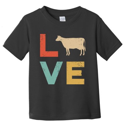 Love Cow Vintage Retro Dairy Cattle Livestock Farmer Toddler T-Shirt