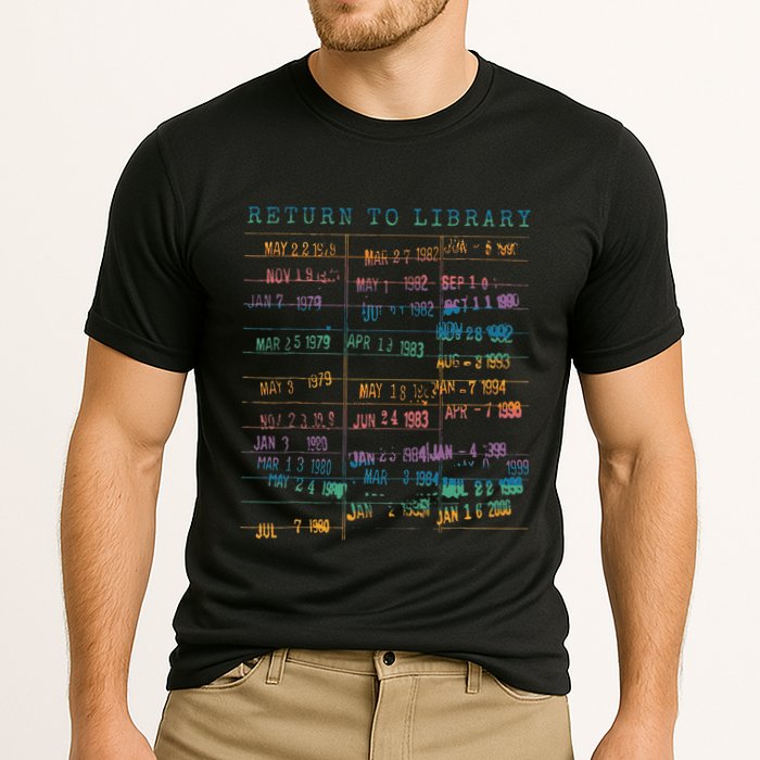 Library Card Vintage Book Due Date Bookish Rainbow Performance Shirt