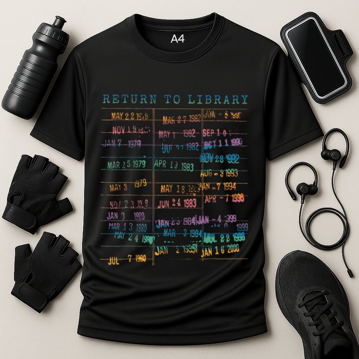 Library Card Vintage Book Due Date Bookish Rainbow Performance Shirt