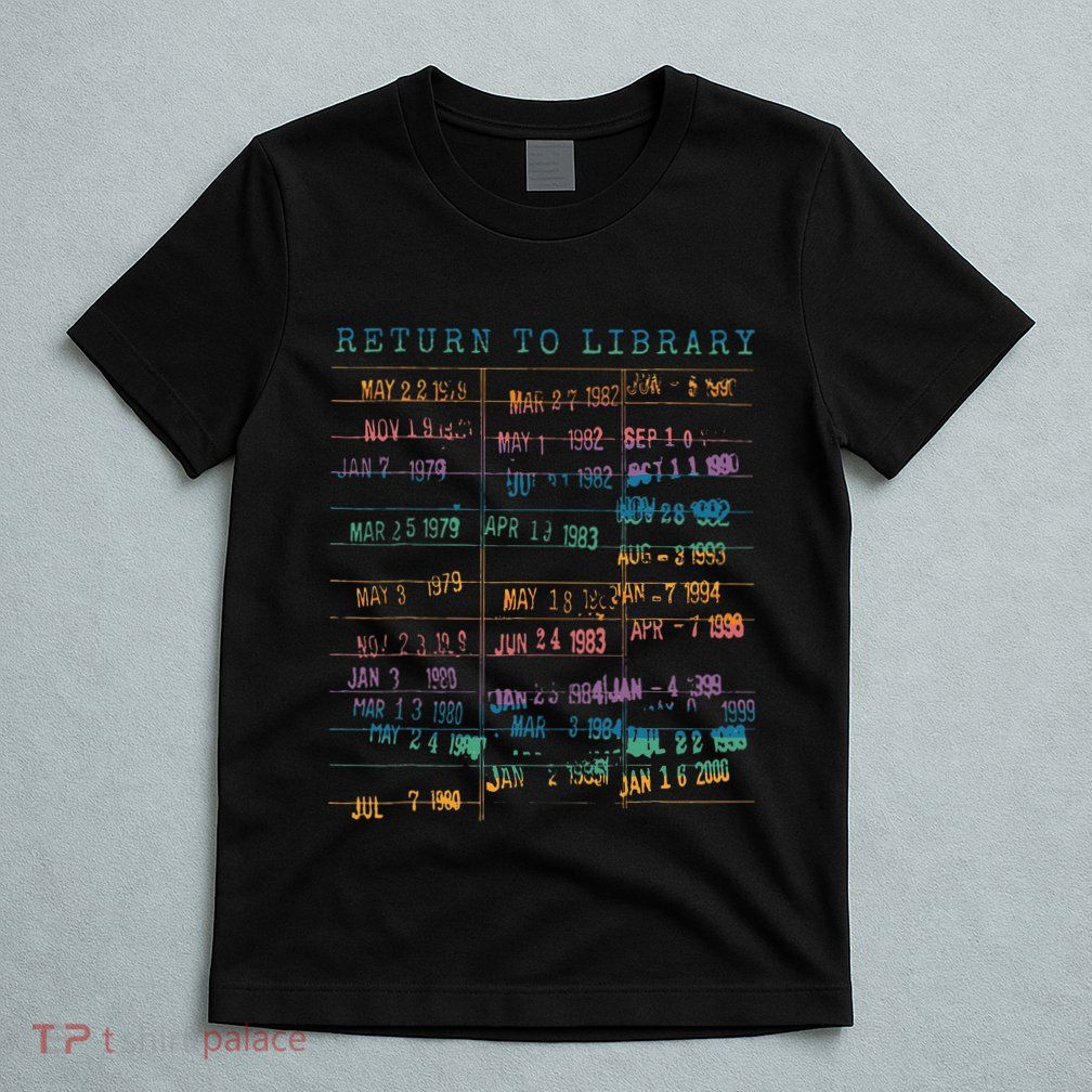 Library Card Vintage Book Due Date Bookish Rainbow T-Shirt