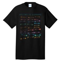 Library Card Vintage Book Due Date Bookish Rainbow Tall T-Shirt