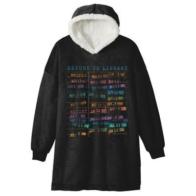 Library Card Vintage Book Due Date Bookish Rainbow Hooded Wearable Blanket