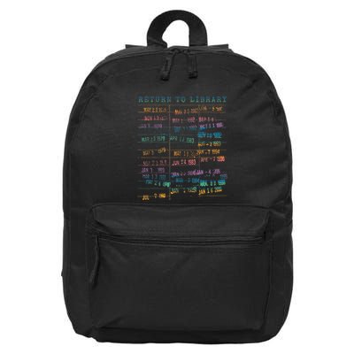 Library Card Vintage Book Due Date Bookish Rainbow 16 in Basic Backpack
