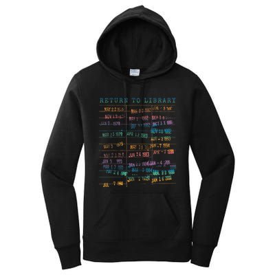 Library Card Vintage Book Due Date Bookish Rainbow Women's Pullover Hoodie