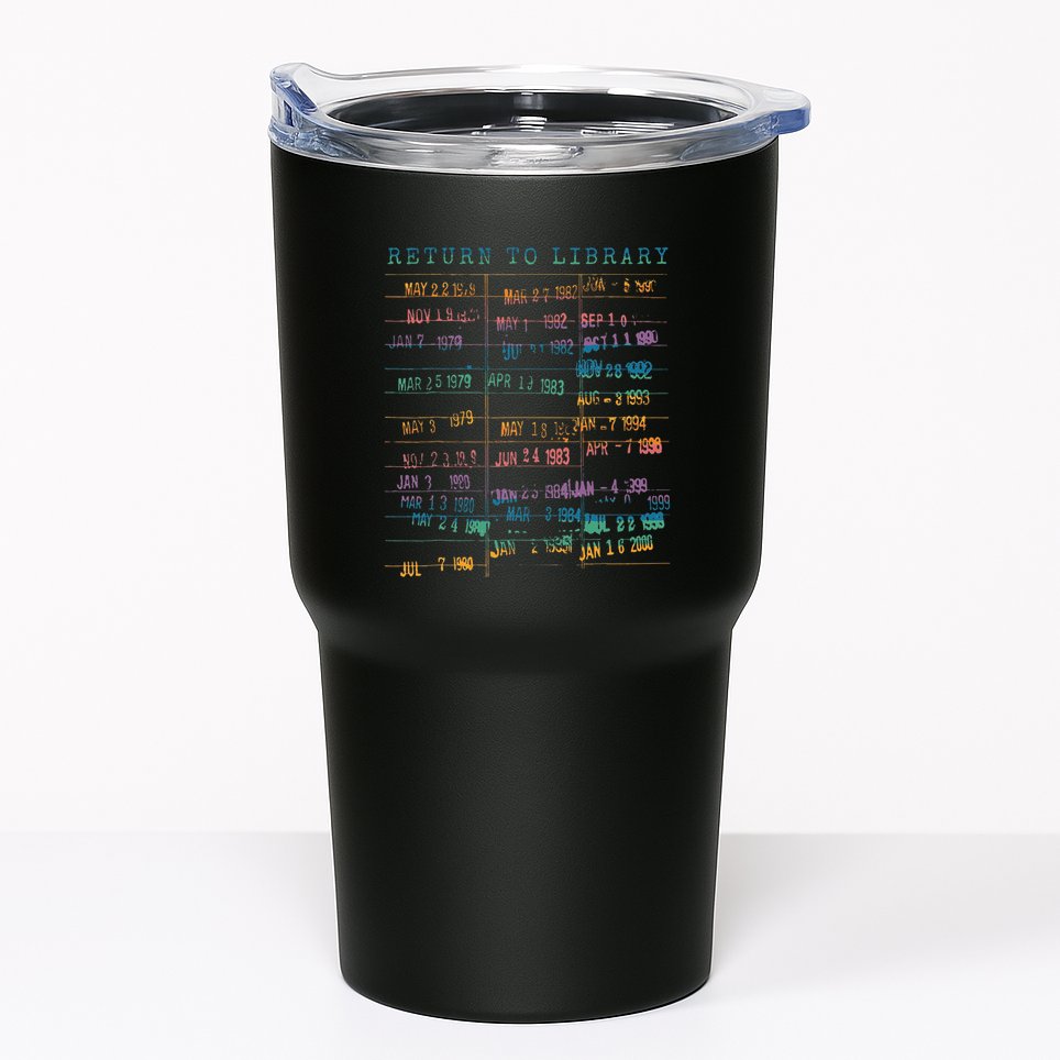 Library Card Vintage Book Due Date Bookish Rainbow Tumbler