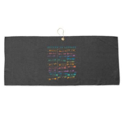 Library Card Vintage Book Due Date Bookish Rainbow Large Microfiber Waffle Golf Towel