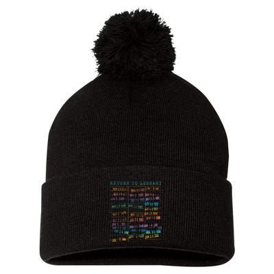 Library Card Vintage Book Due Date Bookish Rainbow Pom Pom 12in Knit Beanie