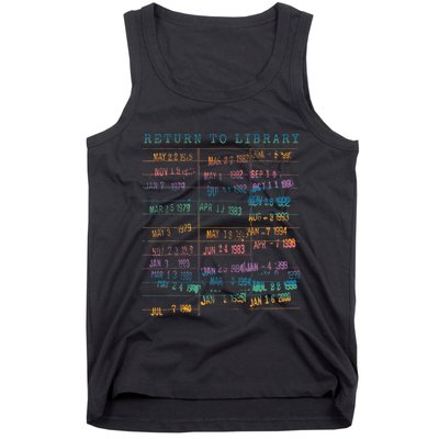 Library Card Vintage Book Due Date Bookish Rainbow Tank Top