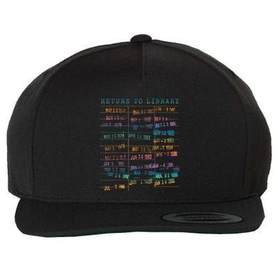 Library Card Vintage Book Due Date Bookish Rainbow Wool Snapback Cap