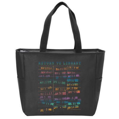 Library Card Vintage Book Due Date Bookish Rainbow Zip Tote Bag