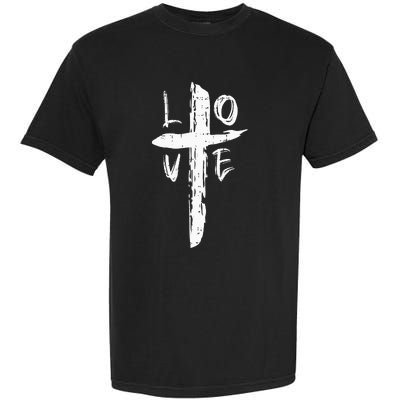 Love Cross Valentines Day Cool Religious Christian Garment-Dyed Heavyweight T-Shirt