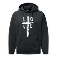 Love Cross Valentines Day Cool Religious Christian Performance Fleece Hoodie