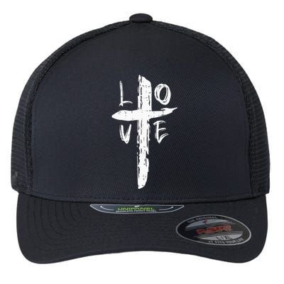 Love Cross Valentines Day Cool Religious Christian Flexfit Unipanel Trucker Cap