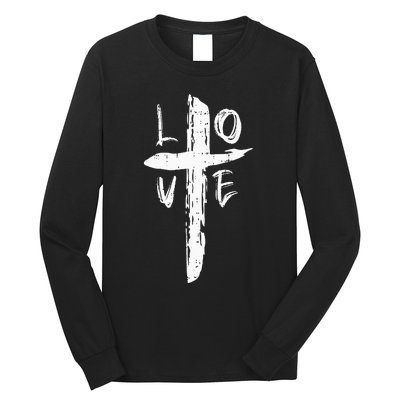 Love Cross Valentines Day Cool Religious Christian Long Sleeve Shirt