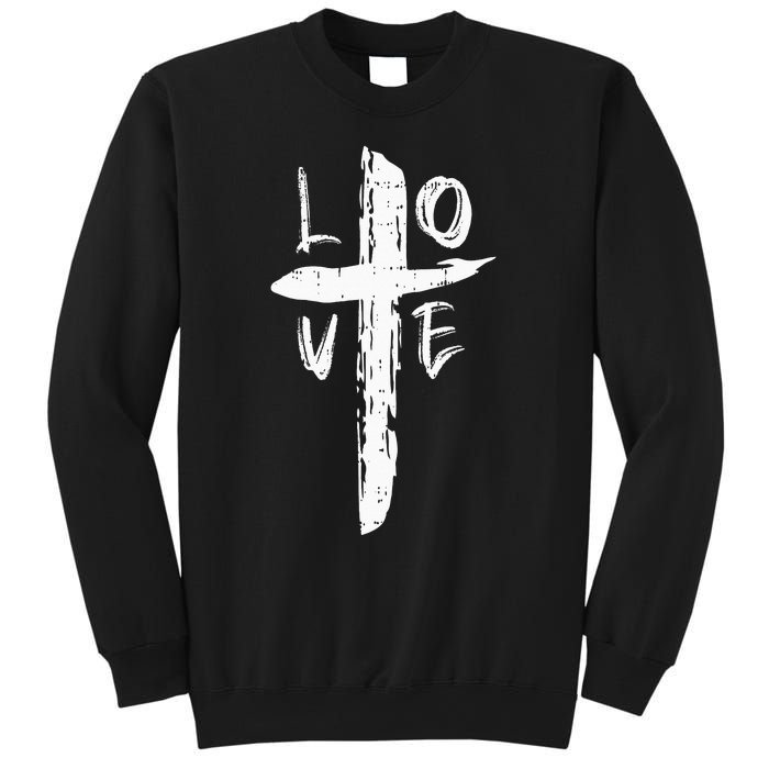 Love Cross Valentines Day Cool Religious Christian Sweatshirt