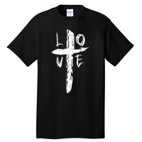 Love Cross Valentines Day Cool Religious Christian Tall T-Shirt