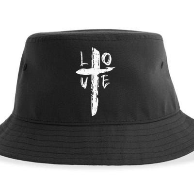 Love Cross Valentines Day Cool Religious Christian Sustainable Bucket Hat