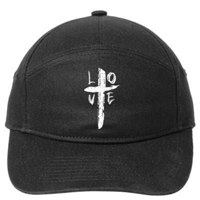 Love Cross Valentines Day Cool Religious Christian 7-Panel Snapback Hat