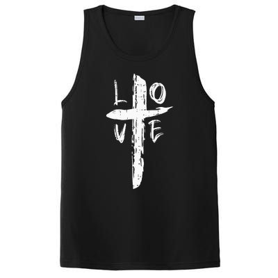 Love Cross Valentines Day Cool Religious Christian PosiCharge Competitor Tank