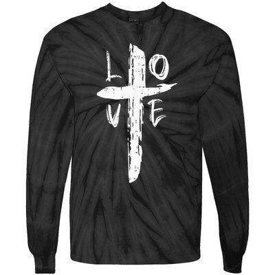 Love Cross Valentines Day Cool Religious Christian Tie-Dye Long Sleeve Shirt