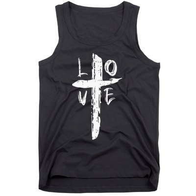 Love Cross Valentines Day Cool Religious Christian Tank Top