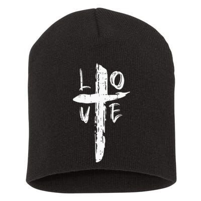 Love Cross Valentines Day Cool Religious Christian Short Acrylic Beanie