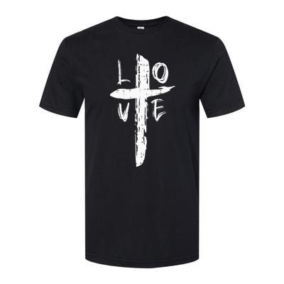 Love Cross Valentines Day Cool Religious Christian Softstyle CVC T-Shirt