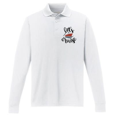 Let's Cruise Vacation Travel Performance Long Sleeve Polo