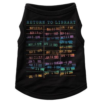 Library Card Vintage Book Due Date Bookish Rainbow Reading Doggie Tank