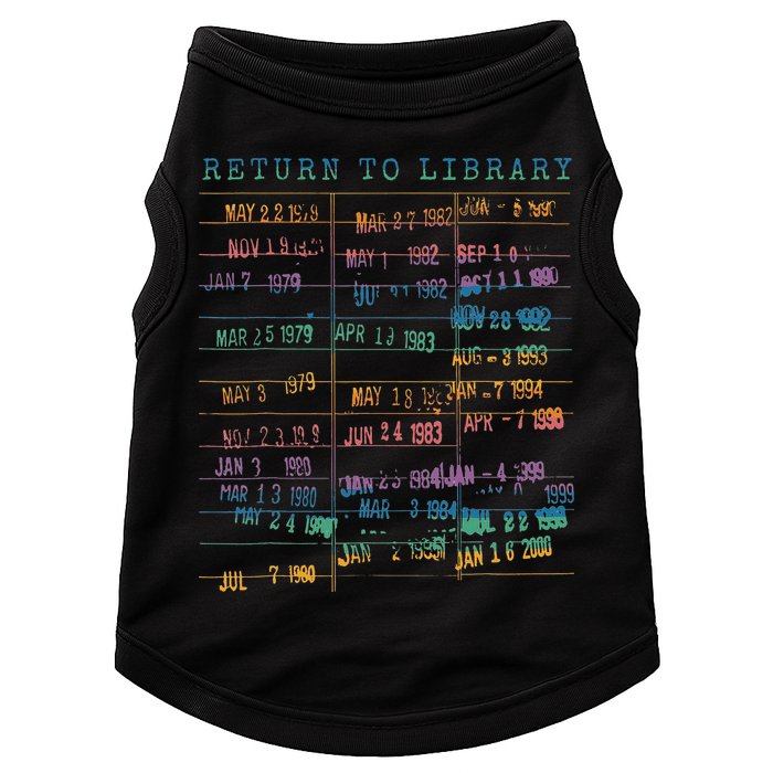 Library Card Vintage Book Due Date Bookish Rainbow Reading Doggie Tank